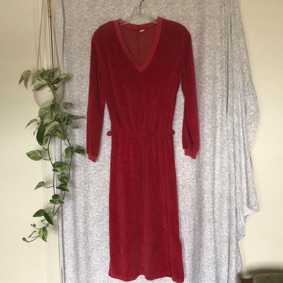 Vintage Dresses & Skirts - Vintage red velour dress
